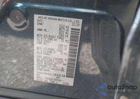 2014 Nissan Rogue Sv from USA, damaged, VIN 5N1AT2MV1EC784638